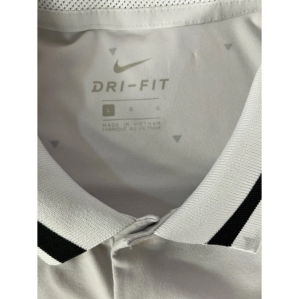 Nike Dri-Fit Golf‎ Polo Mens Lg Micro Print Shirt White Standard Fit